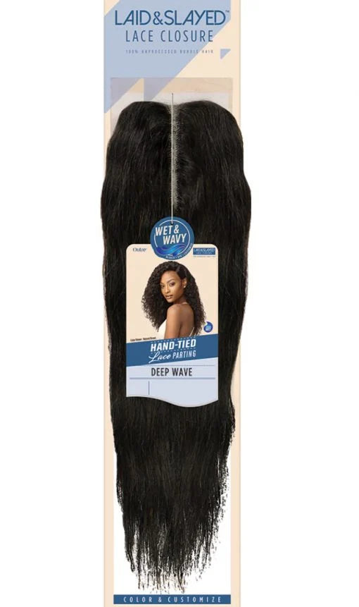 Outre Laid & Slayed 4″ x 4″ Wet & Wavy Deep Wave Lace Closure – 100% Unprocessed Human Hair