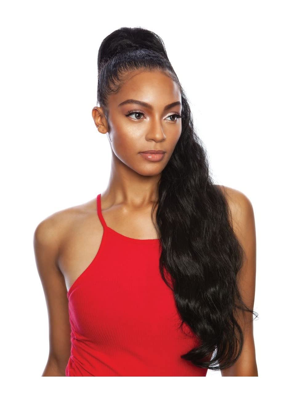 Mane Concept Human Hair Blend Ponytail Brown Sugar Wrap & Tie MBWNT01 Body Wave Wnt 32" (F1BBUG)