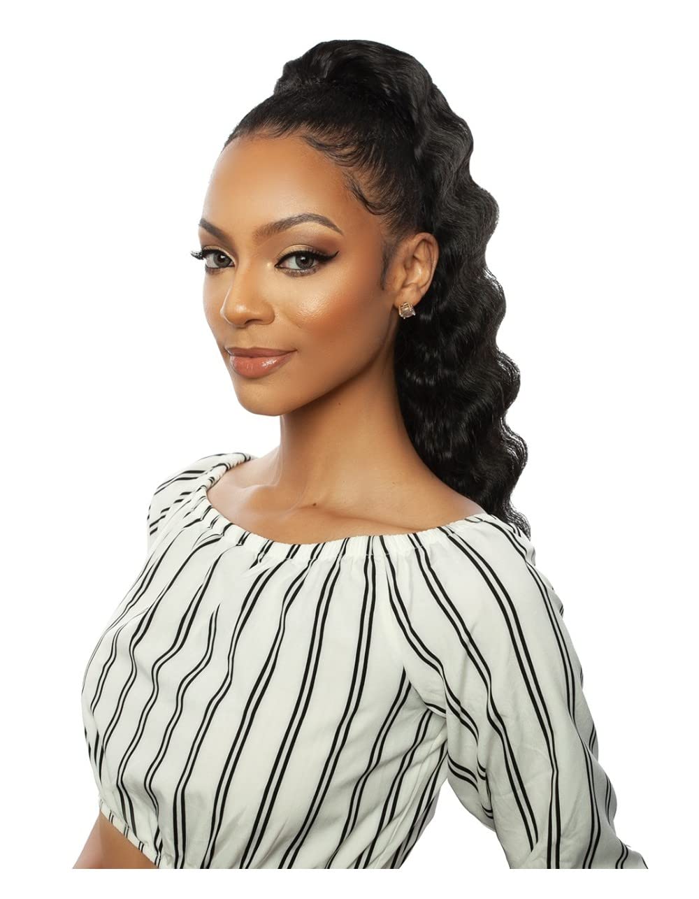 Mane Concept Human Hair Blend Ponytail Brown Sugar Wrap N Tie BSWNT07 Crimp Wave Wnt 22"