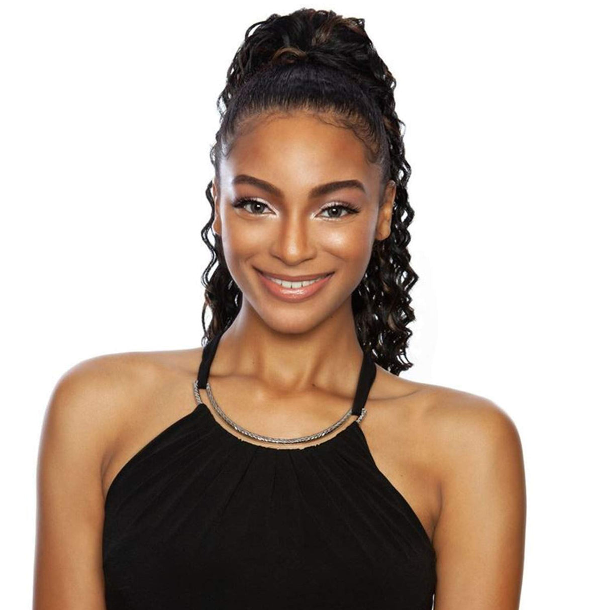 Mane Concept Human Hair Blend Ponytail Deep Wave Wrap N Tie 24" (1)
