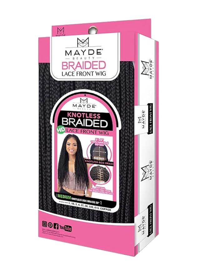 MAYDE BEAUTY KNOTLESS BRAIDED HD LACE FRONT WIG - MEDIUM KNOTLESS BRAIDS - 28"