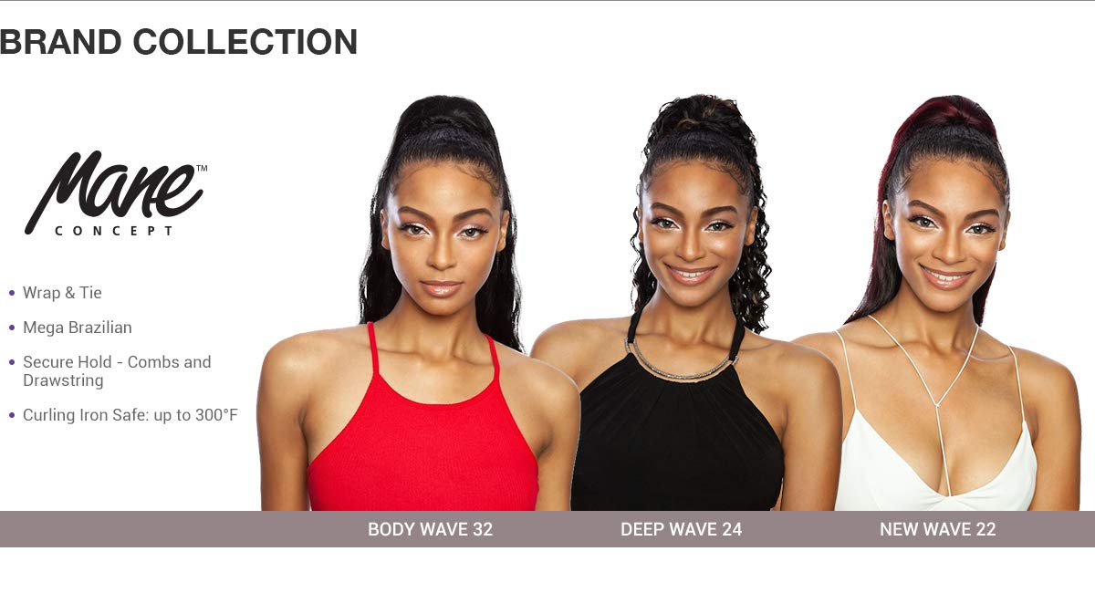 Mane Concept Human Hair Blend Ponytail New Wave Wrap N Tie 22" (613)
