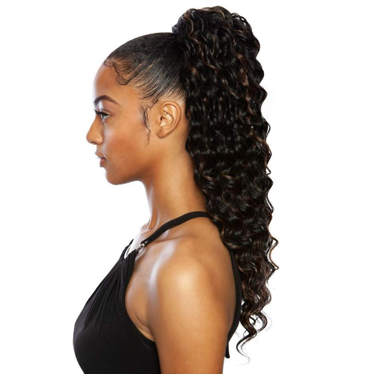 Mane Concept Human Hair Blend Ponytail Deep Wave Wrap N Tie 24" (1)