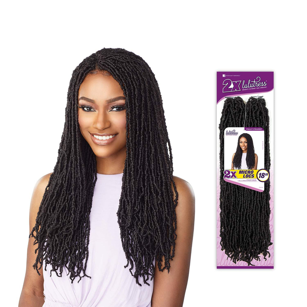 LULUTRESS Sensationnel Crochet Braids 2X Fully-Folded Micro Locs 18" (3-PACK, 1)LULUTRESS Sensationnel Crochet Braids 2X Fully-Folded Micro Locs 18" (3-PACK, 1)