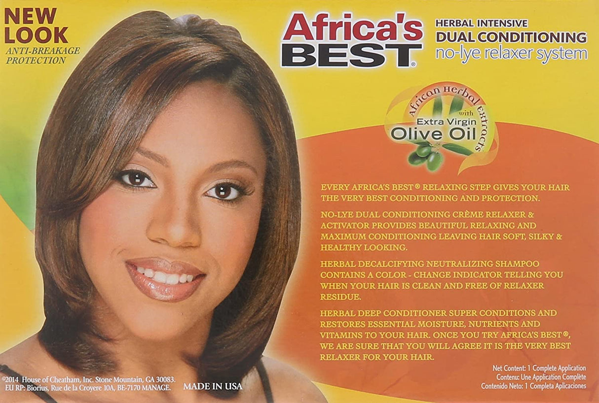 Africa's Best No-Lye Relaxer Kit, Dual conditioning, Herbal Intensive, Superior Straightening and the Very Best Nourishment, Designed for Normal Hair Textures Find Your New Look Today!