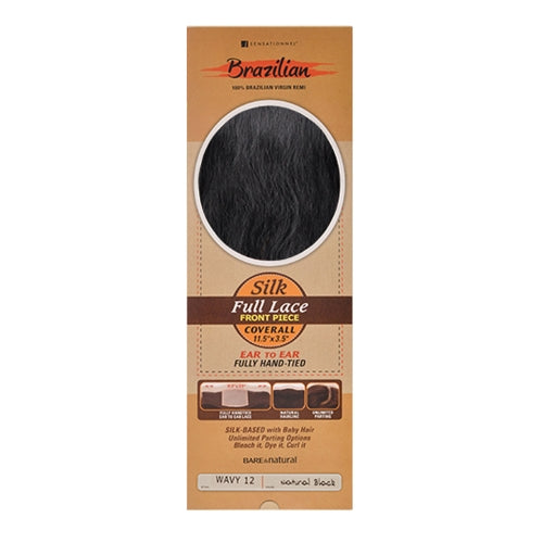 Sensationnel Unprocessed Brazilian Remy Human Hair Weave Bare N Natural 11.5x3.5 Silk Full Lace Front Piece Wavy 12" (Lace Frontal)
