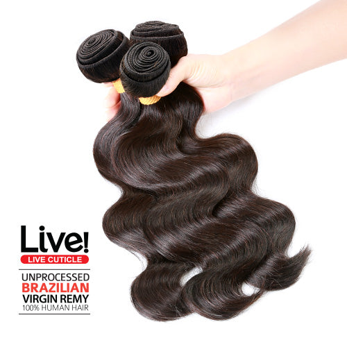 Live! Unprocessed Brazilian Virgin Remy Human Hair Weave Body Wave (14"~22")