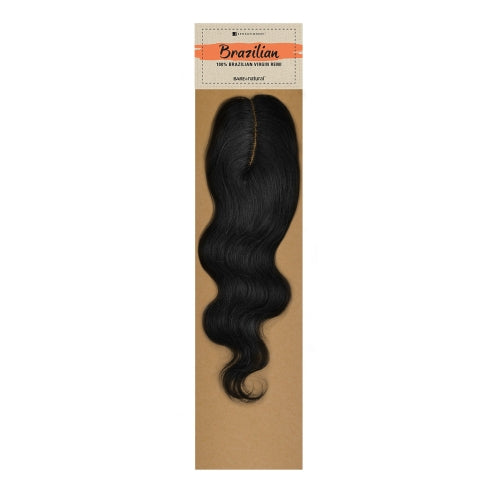 Sensationnel Unprocessed Brazilian Virgin Remy Human Hair Weave Bare & Natural L-Shape Part Lace Closure Natural Wavy 12"