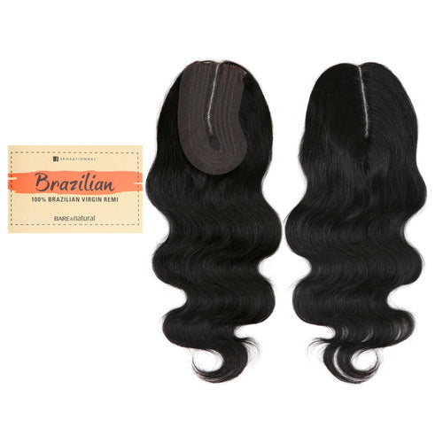 Sensationnel Unprocessed Brazilian Virgin Remy Human Hair Weave Bare & Natural L-Shape Part Lace Closure Natural Body 12"