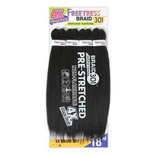 SHAKE-N-GO 4X MEGA PACK - FREETRESS BRAID 301 - NATURAL TEXTURE - 36" (18" FINISHED LENGTH)