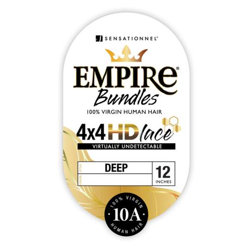 Sensationnel Virgin Human Hair Weave Empire Bundle 4X4 HD Lace Closure Deep Wave (10-14")