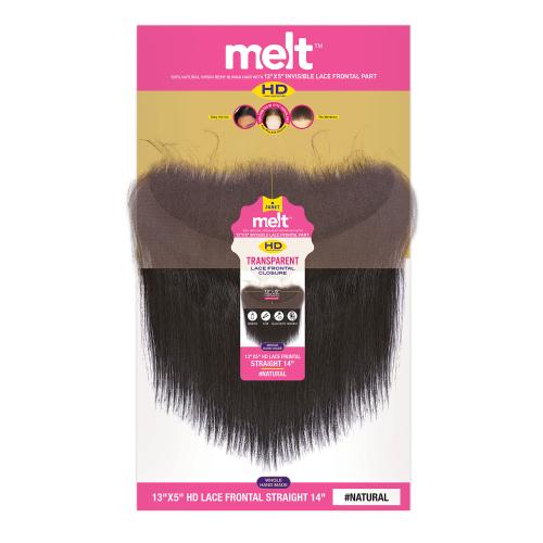Janet Collection Melt Natural Virgin Remy Human Hair Weave Whole Hand Made 13X5 HD Lace Frontal Closure Straight (10-18") (Natural)