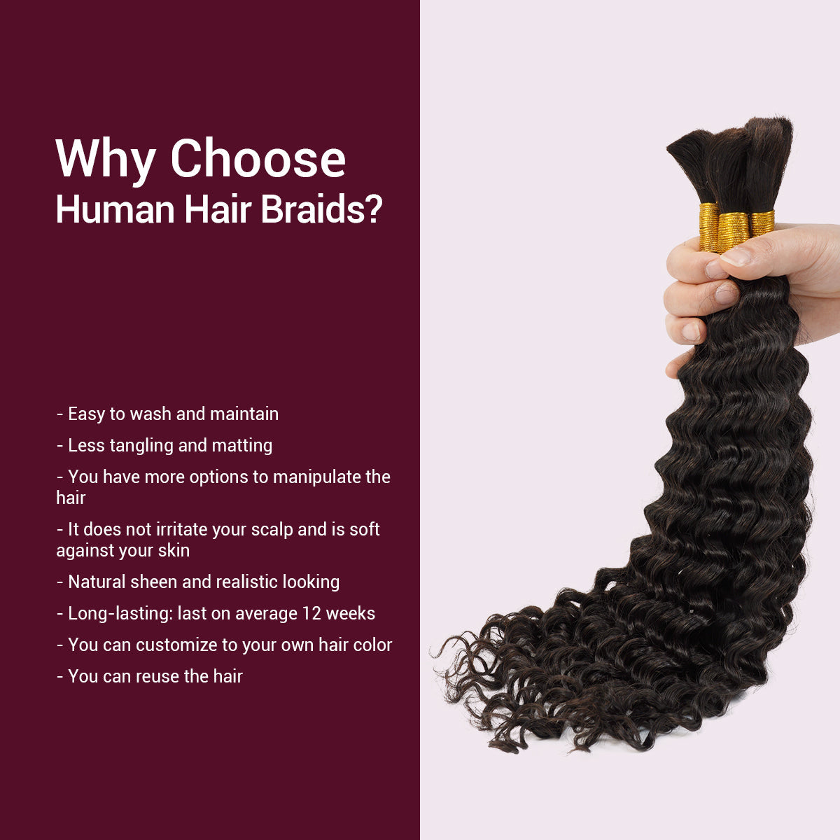 Starlet 100% Virgin Unprocessed Human Braiding Hair Deep Bulk (20"-24")