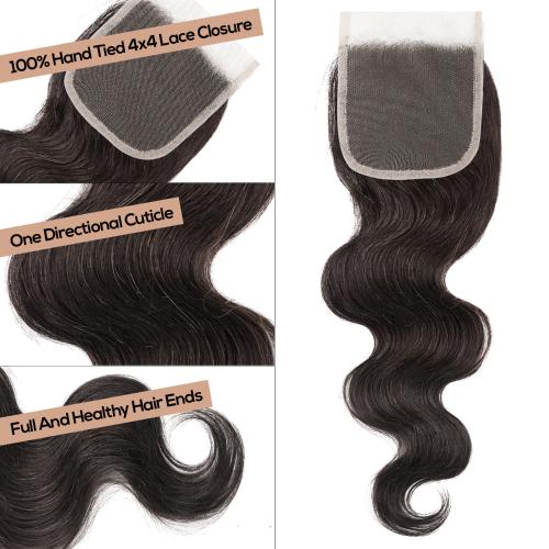 Sensationnel Virgin Human Hair Weave Bare n Natural 7A 4X4 Lace Closure Body Wave (10-18")