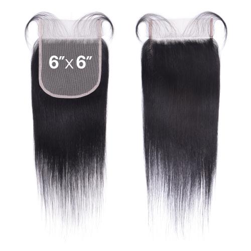 Janet Collection Melt Natural Virgin Remy Human Hair With Whole Hand Made 6X6 HD Lace Frontal Closure Straight (10"-18")