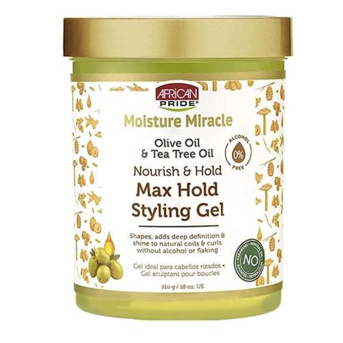 African Pride Moisture Miracle Olive & Tea Tree Max Hold Styling Gel 18oz