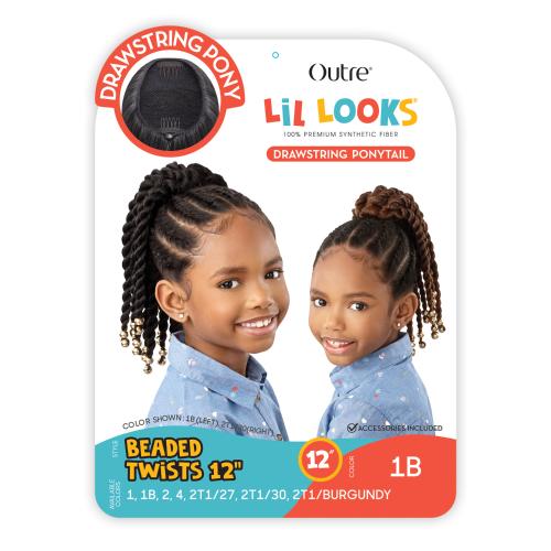 Outre Drawstring Ponytail Lil Looks Beaded Twists 12"