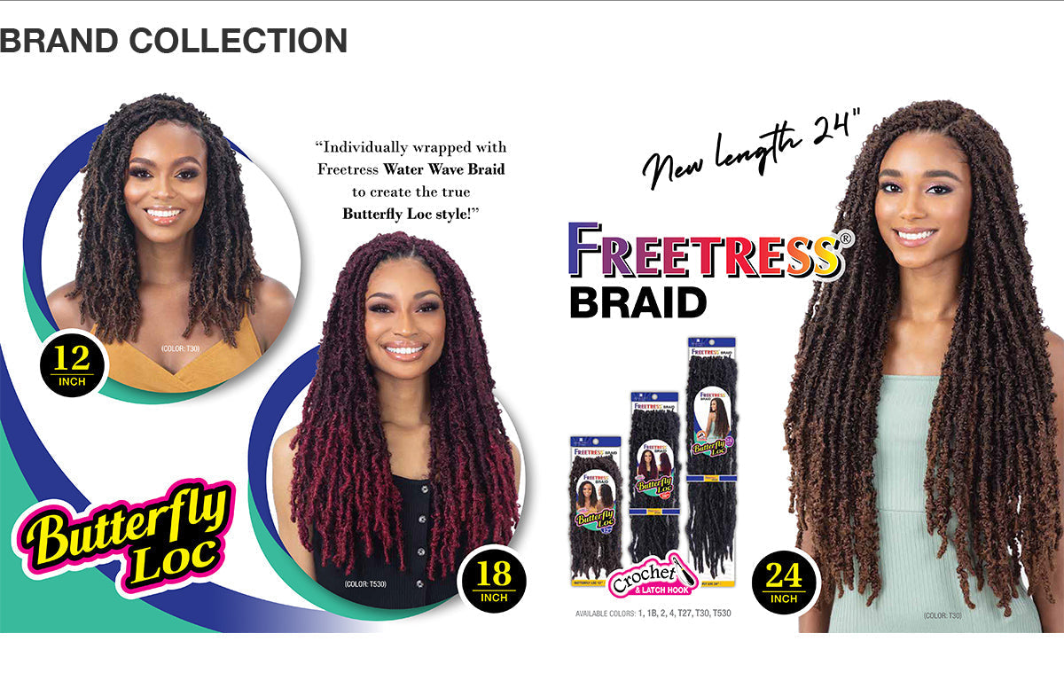 SHAKE-N-GO FREETRESS BRAID - BUTTERFLY LOC - CROCHET - 12" - 24"