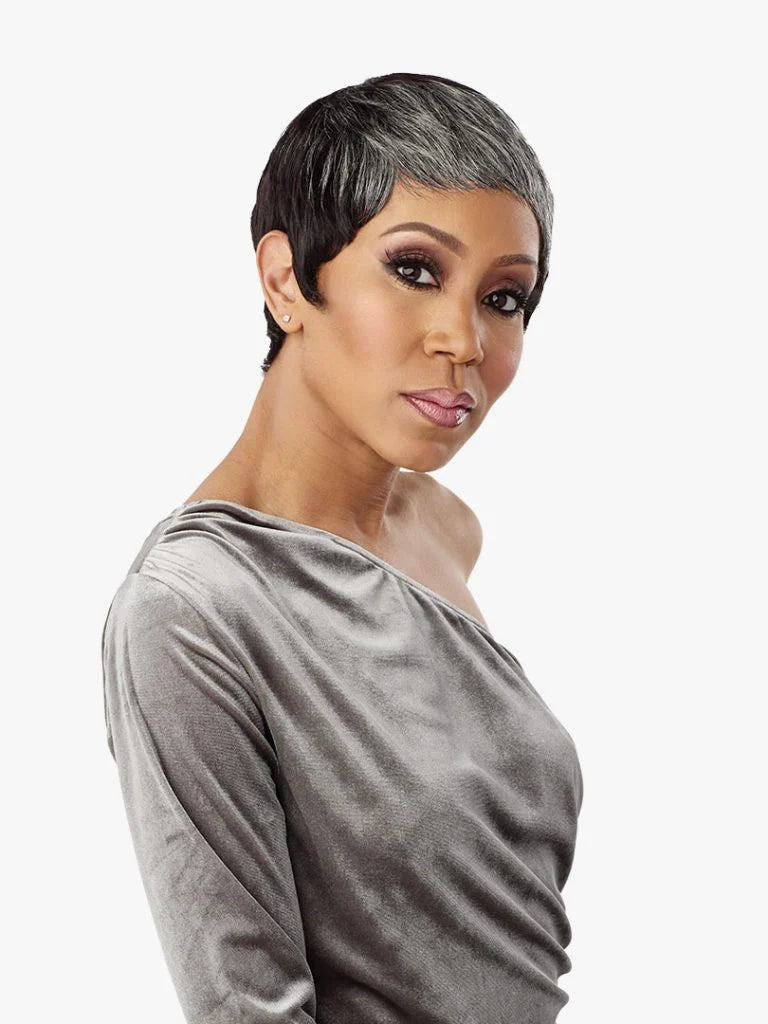 Sensationnel EVIE 100% Human Hair, Empire, Empire wig, Salt&Pepper, Special Gray Colors, Trendy Natural Look