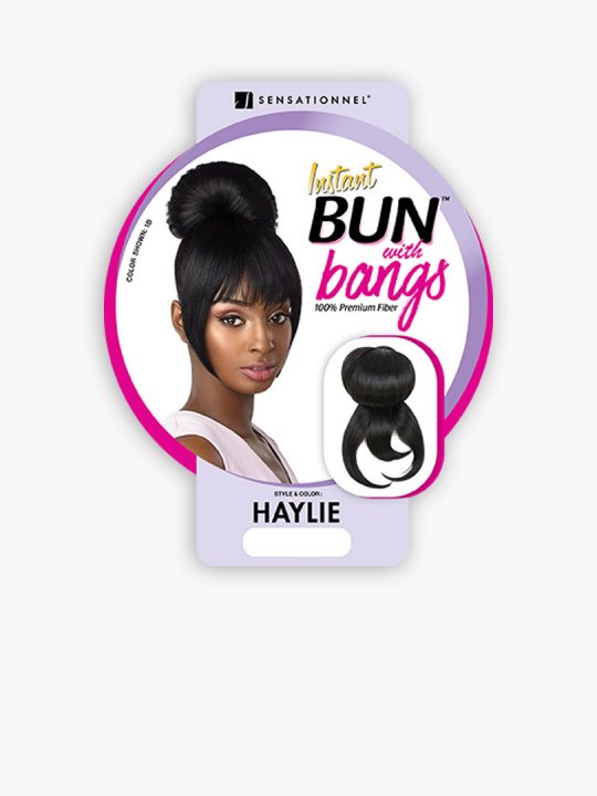 Sensationnel HAYLIE Highly tied bun style with China bang
