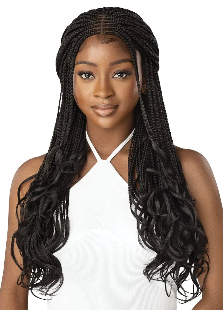 OUTRE 4 X 4 LACE FRONT WIG - MIDDLE PART FRENCH CURL BOX BRAIDS - 26"