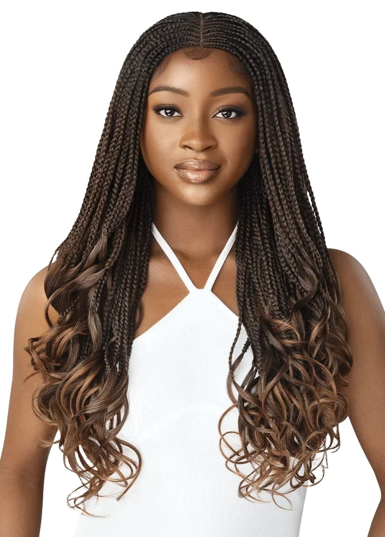 OUTRE 4 X 4 LACE FRONT WIG - MIDDLE PART FRENCH CURL BOX BRAIDS - 26"