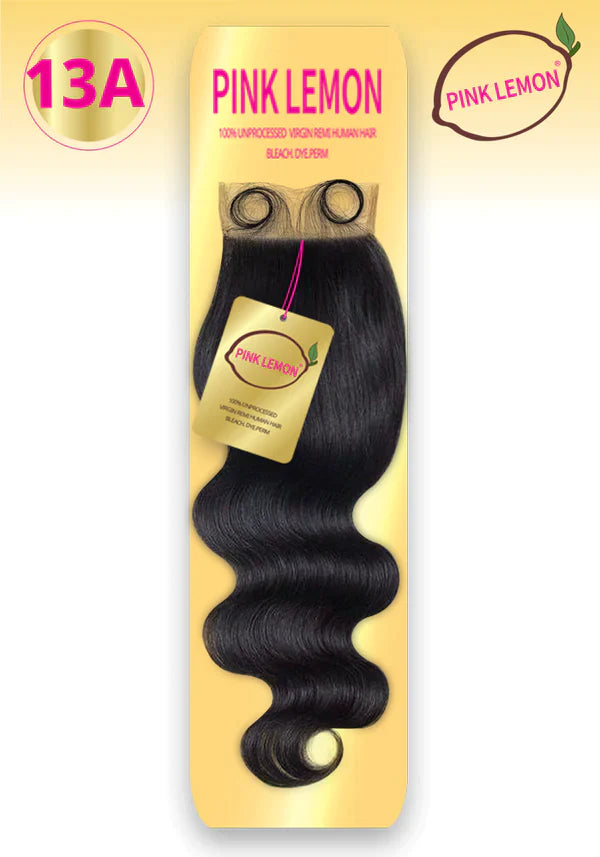 PINK LEMON - 4x4" 13A Full Lace Closure BODY WAVE (100% Human)