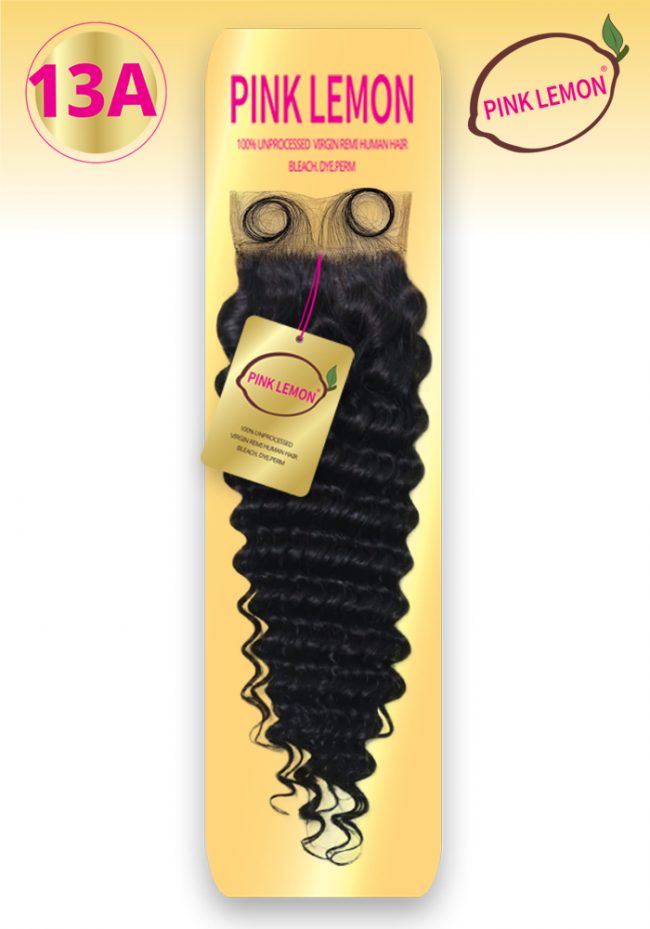 PINK LEMON 4X4 CLOSURE-DEEP WAVE 100% UNPROCESSED VIRGIN REMY HUMAN HAIR