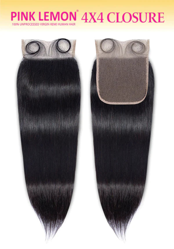 PINK LEMON - 4x4" 13A Full Lace Closure STRAIGHT (100% Human)