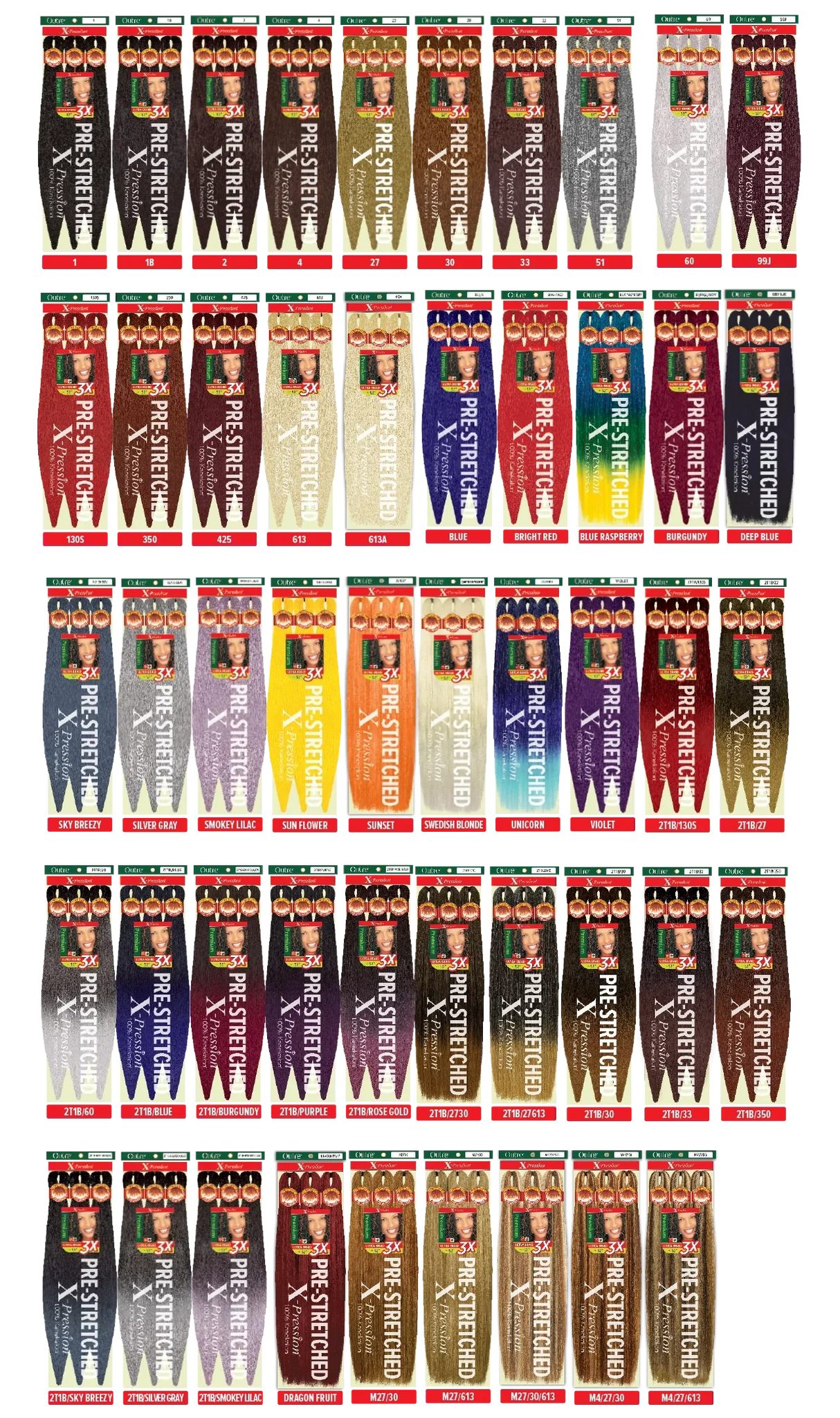 OUTRE X-PRESSION PRE-STRETCH BRAIDING HAIR - 100% KANEKALON - 3X ULTRA BRAID