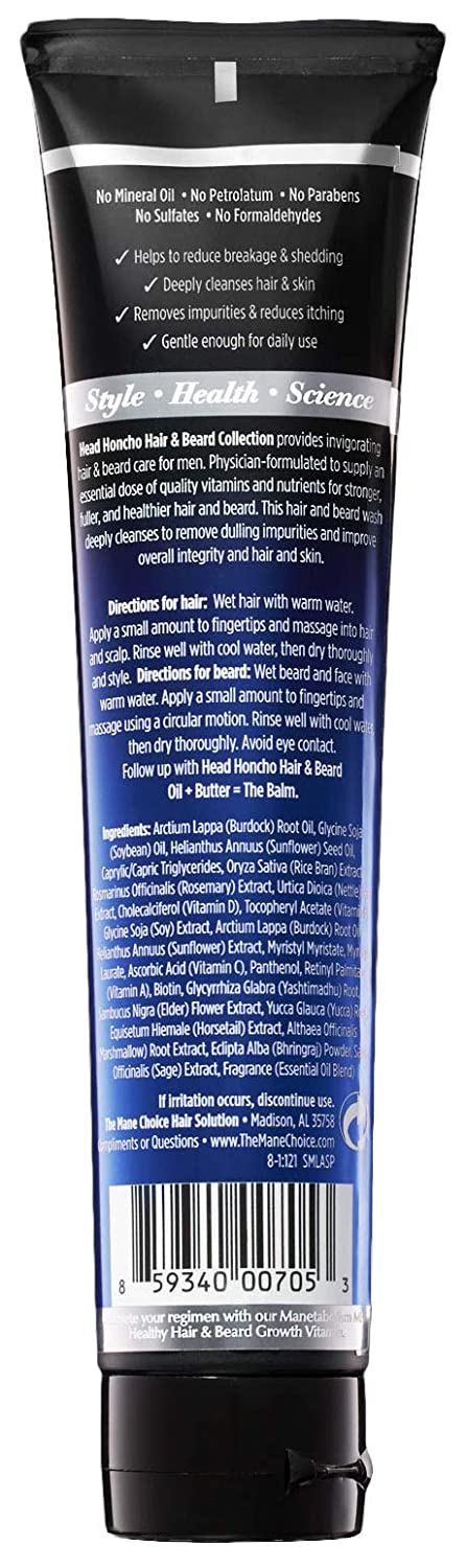 THE MANE CHOICE Head Honcho Hair & Beard Shampoo And Conditioner Too CLEAN- Vitamins And Nutrients For Stronger, Fuller, and Healthier Hair And Beard (6 Ounces / 177 Milliliters) Find Your New Look Today!