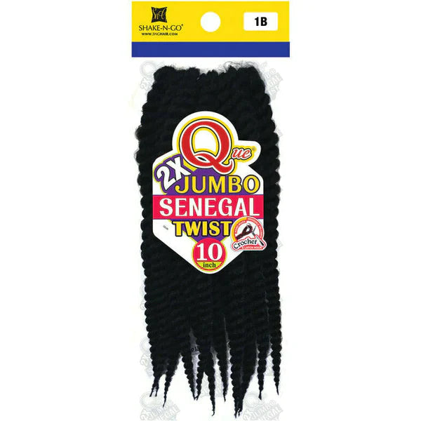 SHAKE-N-GO QUE: 2X JUMBO SENEGAL TWIST 10" CROCHET BRAIDS