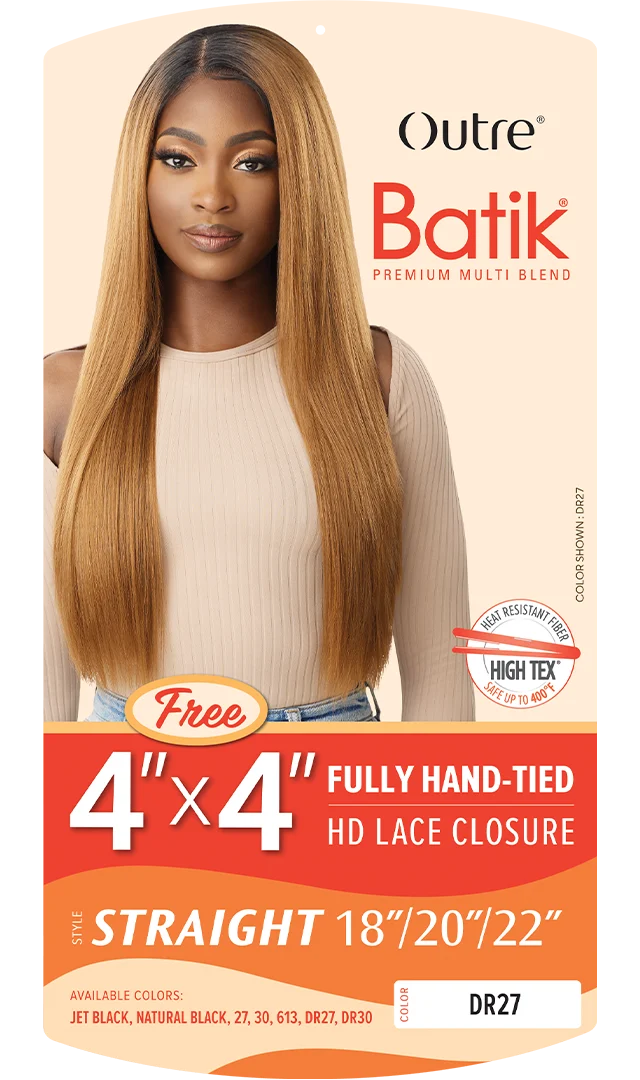 Outre Batik Straight 18"/20"/22" Bundle Set + 4×4 HD Lace Closure