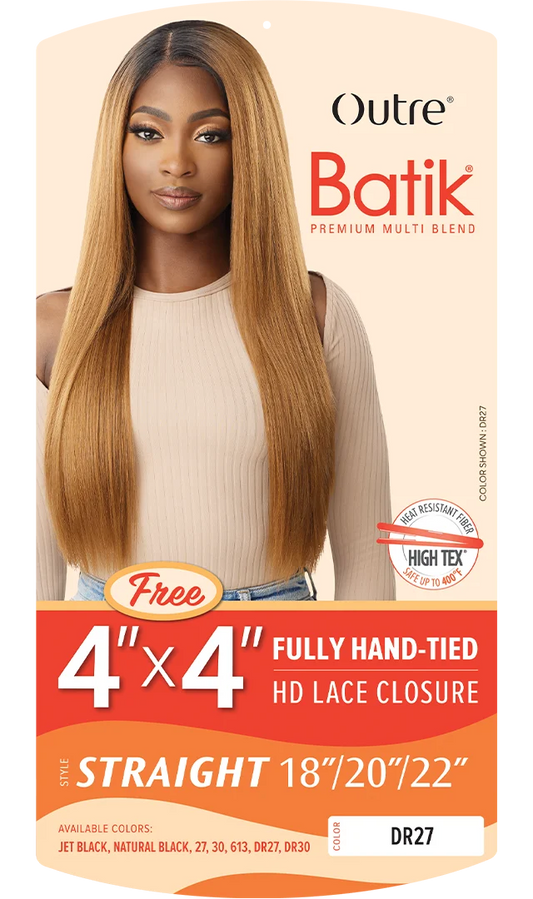 Outre Batik Straight 18"/20"/22" Bundle Set + 4×4 HD Lace Closure