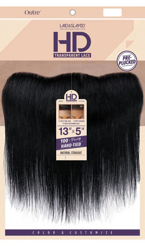 Outre Laid & Slayed 13″ x 5″ HD Natural Straight Lace Closure – 100% Unprocessed Human Hair