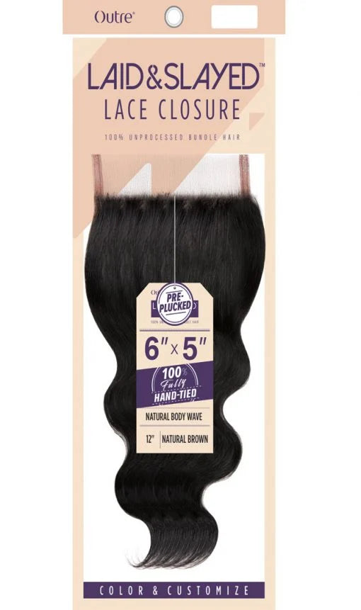 Outre 6″ x 5″ Natural Body Wave Lace Closure – 100% Unprocessed Human Hair