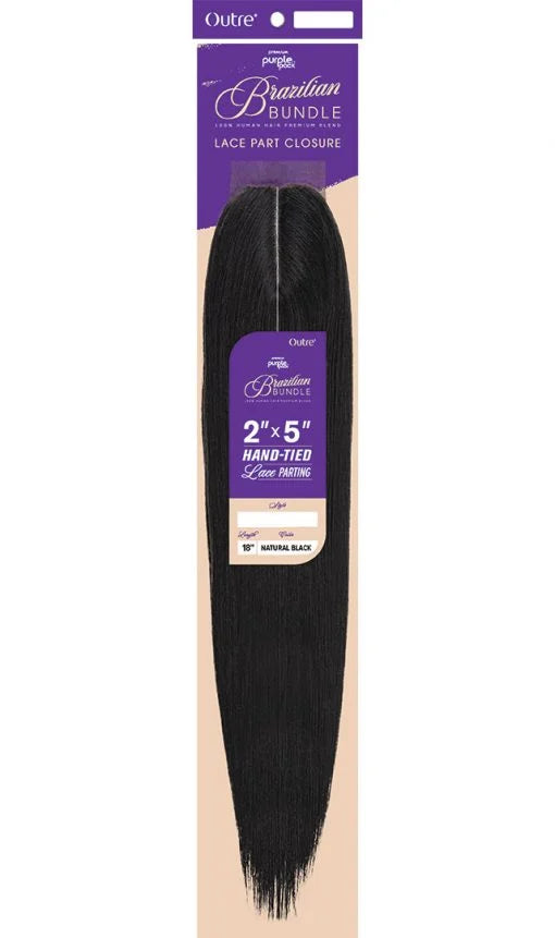 Outre Purple Pack Brazilian Bundle 2" × 5" Natural Straight Closure 18"