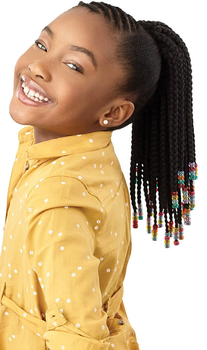 Outre Lil Looks Beaded Box Braids 12″ Kids’ Synthetic Drawstring Ponytail