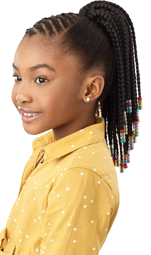 Outre Lil Looks Beaded Box Braids 12″ Kids’ Synthetic Drawstring Ponytail