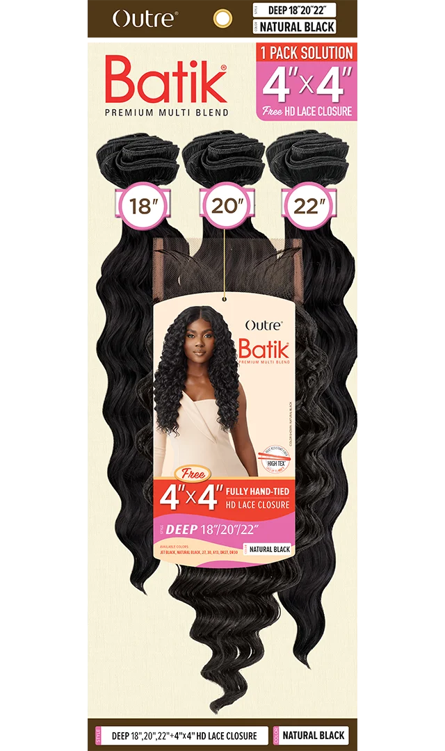 Outre Batik Deep 18"/20"/22" Bundle Set + 4×4 HD Lace Closure
