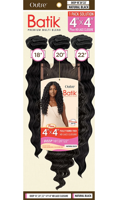 Outre Batik Deep 18"/20"/22" Bundle Set + 4×4 HD Lace Closure
