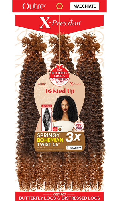 Outre X-Pression Twisted Up – Springy Bohemian Twist 16" 3-Pack
