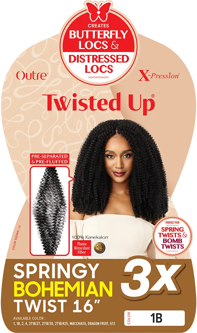 Outre X-Pression Twisted Up – Springy Bohemian Twist 16" 3-Pack