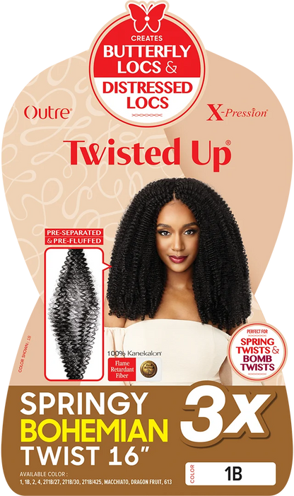 Outre X-Pression Twisted Up – Springy Bohemian Twist 16" 3-Pack