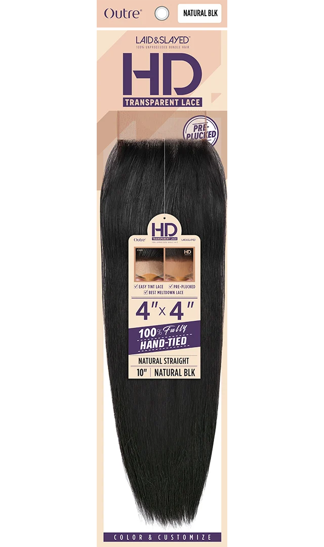 Outre Laid & Slayed 4" × 4" HD Natural Straight Lace Closure