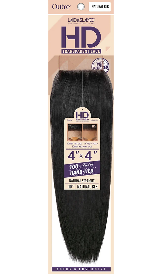 Outre Laid & Slayed 4" × 4" HD Natural Straight Lace Closure