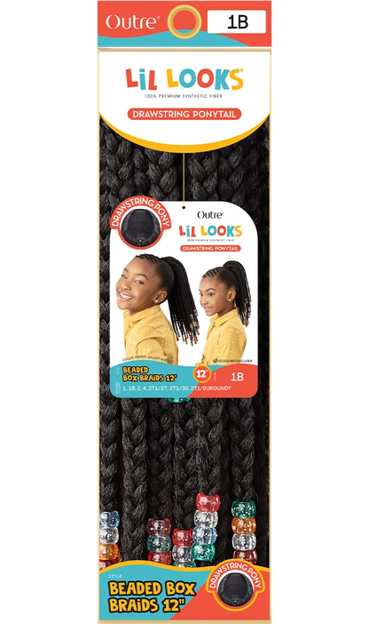 Outre Lil Looks Beaded Box Braids 12″ Kids’ Synthetic Drawstring Ponytail