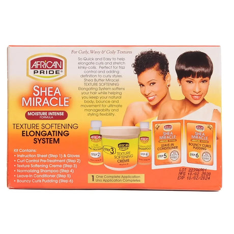 AFRICAN PRIDE - SHEA MIRACLE MOISTURE INTENSE FORMULA - TEXTURE SOFTENING ELONGATING SYSTEM - 1 COMPLETE APPICATION