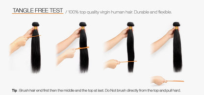 Variety Queen 100% Virgin Remy Human Hair Unprocessed Brazilian Bundle Hair Weave Straight 3Pcs + 2x6 Closure (NATURAL BLACK) (14"+16"+18" with 12")