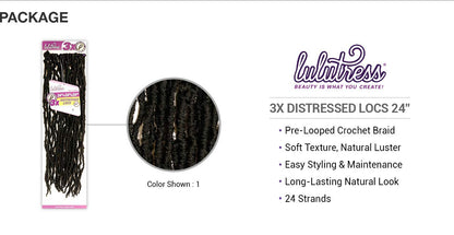 Sensationnel Crochet Braids Lulutress 3X Pre-Looped Distressed Locs 24" (5-PACK, SM1B/30)